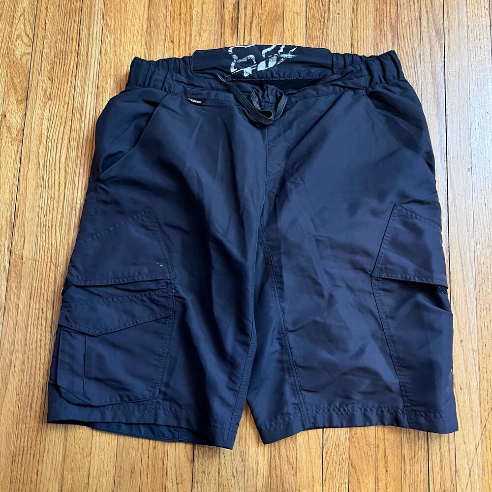Fox Racing Shorts Mens 36 Padded Lined Moto Black Cargo Performance